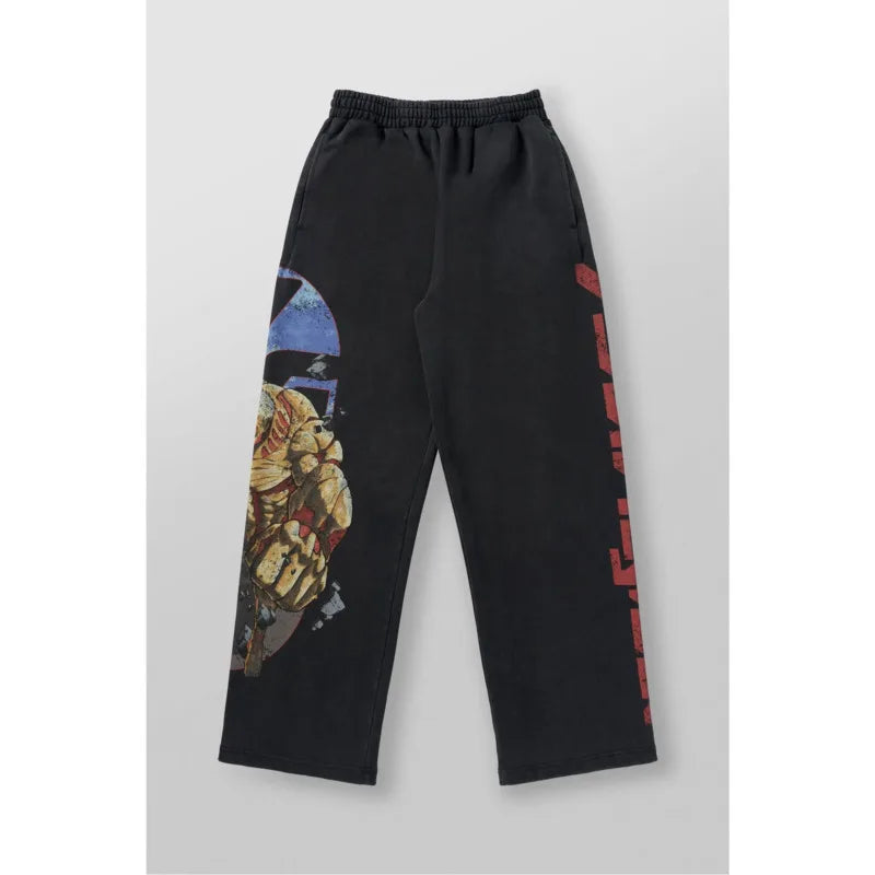 Anime Printed Cotton Joggers (Wide-Leg & Casual)