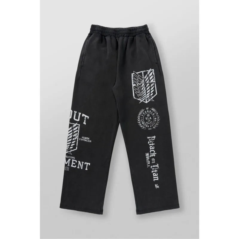 Anime Printed Cotton Joggers (Wide-Leg & Casual)