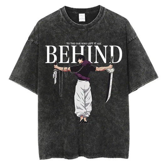 Black Washed Anime Vintage Tee